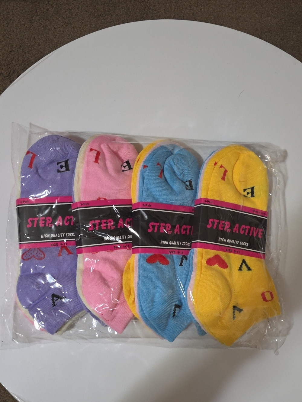 Kids Low Cut  Socks 12 Pack — Purple, Pink, Blue & Yellow